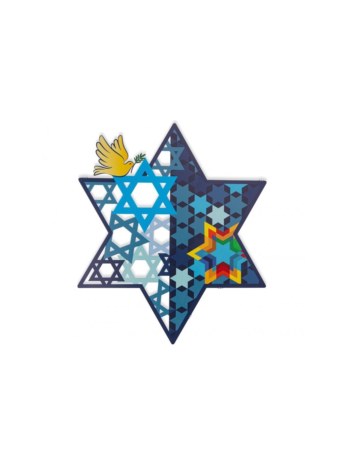 דורית יודאיקה אמנות קיר מגן דוד ופ... | מתלי קיר מאת דורית
